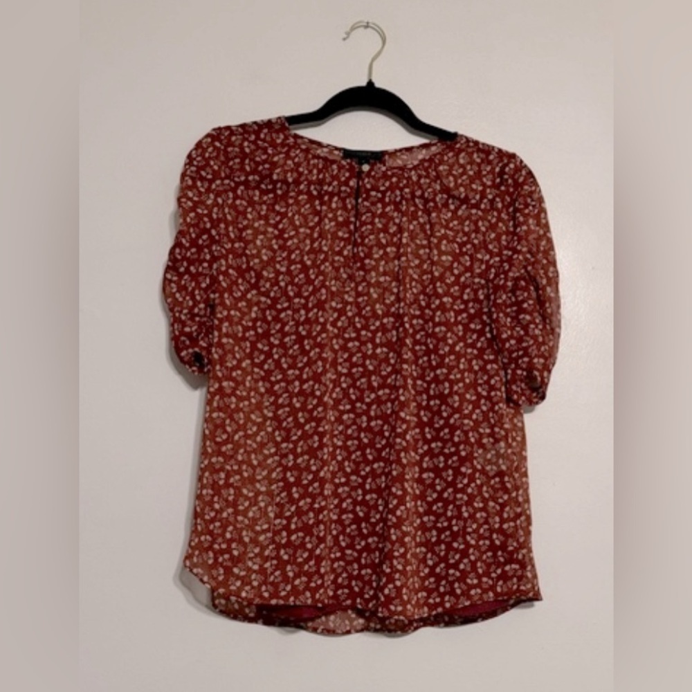 J. Crew Ruched Sleeve Sparkle Floral Top - Size S